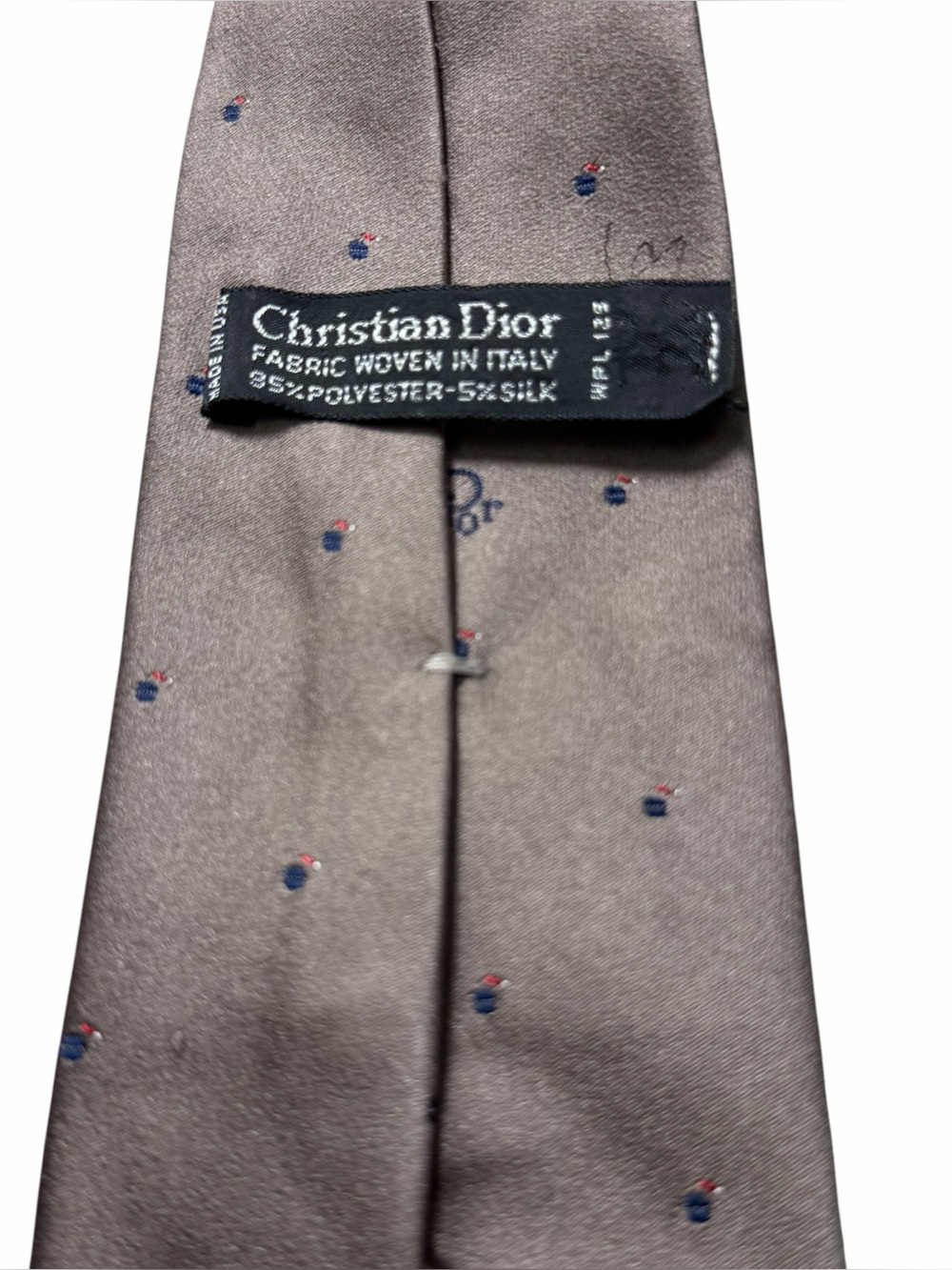 Christian Dior Vintage Silk Tie Brown Gray Mini Logo Pattern Made in Italy - Picture 2 of 10